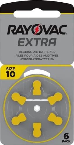 Rayovac Hörgeräte-Batterien 10 Extra Advanced 1,45V 105 mAh, 6er-Pack