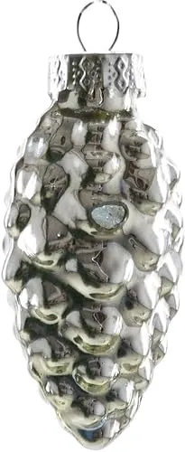 TrendLine Glas-Tannenzapfen Silber 12 Stück 6 cm Weihnachtsdekoration Dekozapfen
