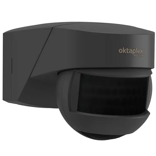 Oktaplex Lea 2er Set Bewegungsmelder Aussen Outdoor IP54 PIR-Sensor 180 Grad 12m Wand- Decken- Eckmontage 230V anthrazit LED geeignet