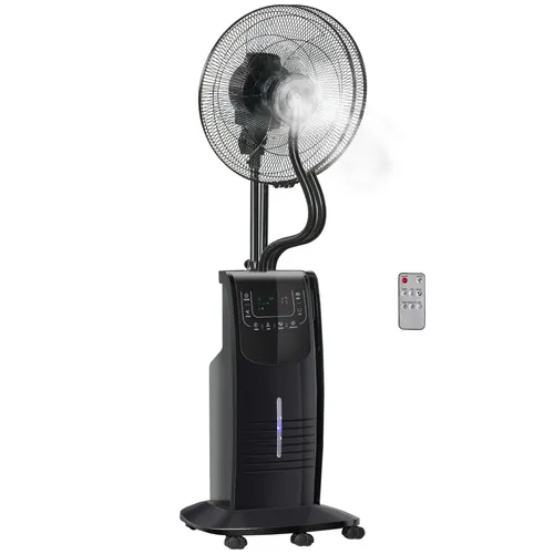 HOMCOM Standventilator mit Wasserkühlung 3 Modi und Fernbedienung - Standventilator mit 3,1L Wassertank und 3 leistungsstarken Modi, ideal für eine erfrischende Kühlung und gleichzeitig als Luftbefeuchter nutzbar.
