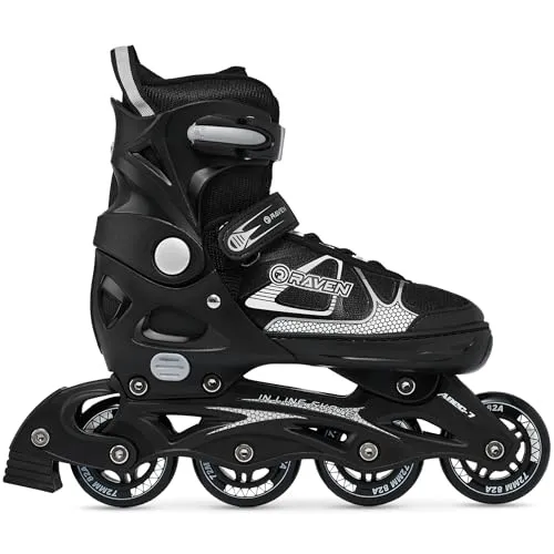RAVEN Inline Skates Inliner für Kinder und Erwachsene OPTIONAL 2in1 mit Schlittschuhen verstellbar (Spirit Black/White ohne Kufen, 40-43 (25,5-28cm)