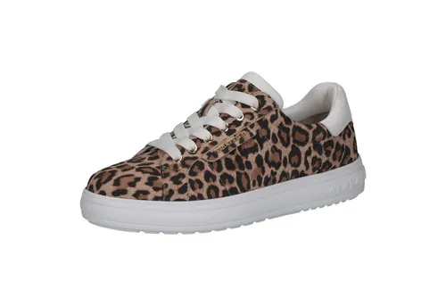 Peter Kaiser M7374044 Sneaker aus braunem Leder - Sneaker aus hochwertigem Veloursleder mit herausnehmbarer Innensohle für optimalen Tragekomfort und eine stilvolle Leo-Optik.