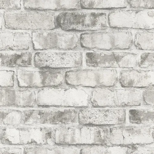 Tesa x Rasch selbstklebende Tapete Clayton Backstein grau von Tesa Rasch