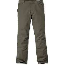 Carhartt Duck Double Front Cargohose - Dunkelgrau W42/L32 - Arbeits- & Schutzkleidung mit Rugged Flex® Stretch-Technologie für maximale Bewegungsfreiheit und strapazierfähige Knietaschen für zusätzliche Robustheit.