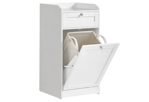 Badschrank mit Wäschekorb und Schublade, BBCDE741W01