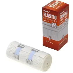 Romed Elastische Mittelzugbinden Fixierbinde mit Halteklammer in Folie 10 cm x 5 m / 5 Stück