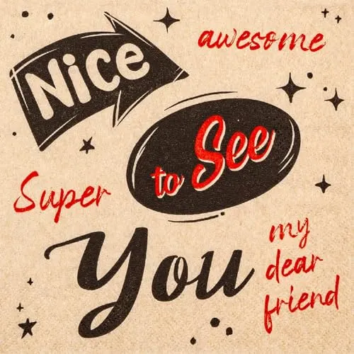 nachhaltige Servietten aus Recycling-Papier Sprüche Schön, Dich zu sehen als Tischdeko. Papierservietten mit Motiv. Ökologische Variante zu herkömmlichen Servietten 33x33cm 20