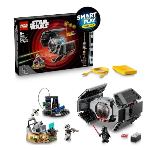 LEGO Star Wars™ 75421 SMART Play: Darth Vaders TIE Fighter Bausatz - Interaktives LEGO Star Wars Set für Jungen und Mädchen ab 8 Jahren mit SMART Brick, der auf Bewegungen reagiert. Erlebe spannende Action mit Lichtern und Geräuschen in der Star Wars Galaxis!