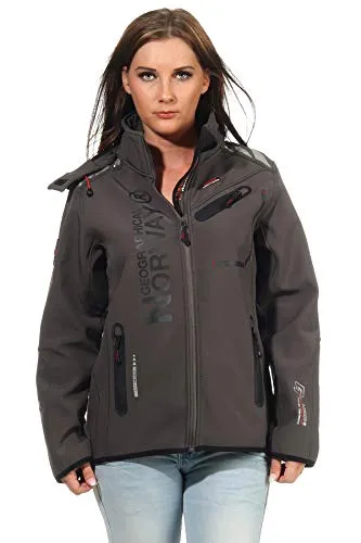 Geographical Norway Damen Softshell Jacke G-ROSE - Grau/Schwarz - L/3 - Funktionale Softshelljacke in zeitlosem Design. Leicht und bequem, mit ergonomischem Schnitt für optimalen Tragekomfort. Atmungsaktiv und winddicht, ideal für jedes Wetter. 2 praktische seitliche Eingrifftaschen.