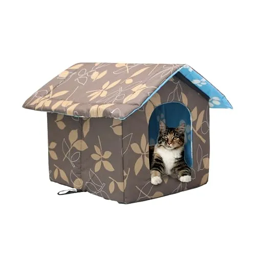 Vinnypet Katzenhaus Für Draußen Wasserdicht Und Warm Faltbare Pet Tierheim | Katzenhäuser für Katzen Mit Abnehmbarem Kissen Für Streuner Haustiere 40x38x35cm