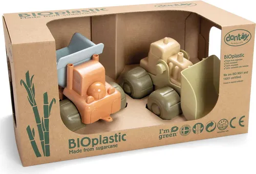 Dantoy BIO-Linie Handbagger und LKW - Sandfahrzeuge aus biologisch abbaubarem Material, ideal für umweltbewusste Kinder und nachhaltigen Spielspaß im Freien.