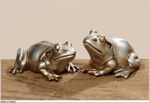 BOLTZE GRUPPE GmbH Tierfigur Froschset 2er Froschset Kunstharz Frosch silber Silberfrosch