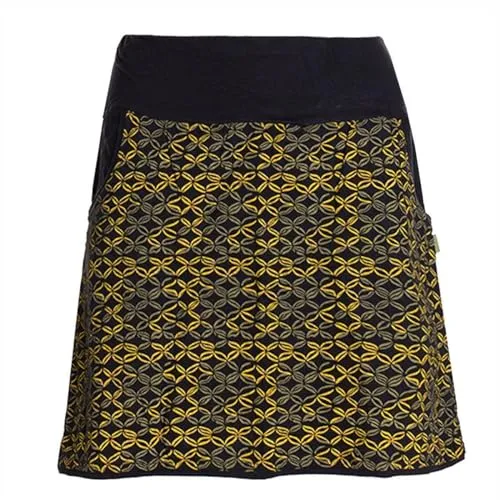 Vishes - Kurzer Damen Baumwoll-Rock im 70er 80er Jahre Stil - Der ca. 43 cm lange Jerseyrock kombiniert ein nostalgisches Karomuster mit praktischen Hosentaschen und einem bequemen Bund. Ideal für Freizeit, Festivals oder den Alltag – für ein angenehmes Tragegefühl das ganze Jahr über.
