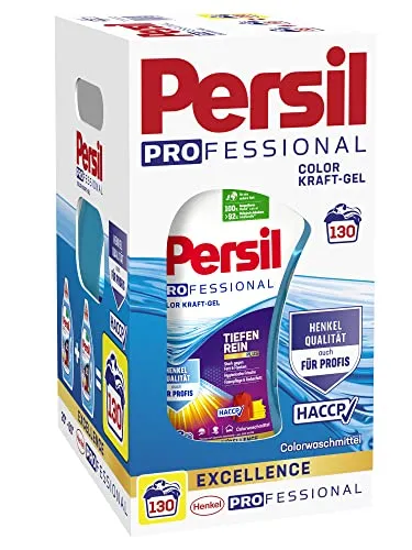 Persil Professional Color Gel - Flüssigwaschmittel mit Tiefenrein Plus-Technologie - Waschmittel für professionelle Anwendungen, entfernt hartnäckige Flecken schon ab 20 °C und sorgt für langanhaltende hygienische Frische in 100 % recycelbarer Verpackung.