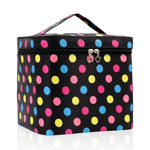 Große Kosmetiktasche, Schminktasche,Makeup Tasche mit Pinselhalter, multifunktionale Tasche mit Griff, Makeup Kosmetik Organizer für Frauen und Mädchen