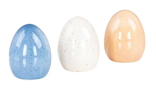 Produktbild Levandeo® Dekoobjekt 3er Set Deko-Eier Porzellan Blau Creme Beige Osterdeko Ostereier Tisch
