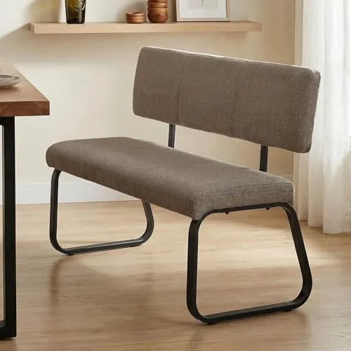 IDIMEX Essbank VILAS - Gepolsterte Sitzbank für 3 Personen - Essbänke in hellbraun mit Rückenlehne, ideal für gemütliche Essbereiche, komfortable Sitzhöhe von 48 cm und modernes Design.