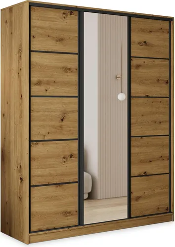 Masseno Schwebetürenschrank PINA mit Spiegel und Schubladen - Moderner Schwebetürenschrank PINA 150 cm – optimaler Stauraum und eleganter Spiegel für mehr Licht und Weite in Ihrem Schlafzimmer.