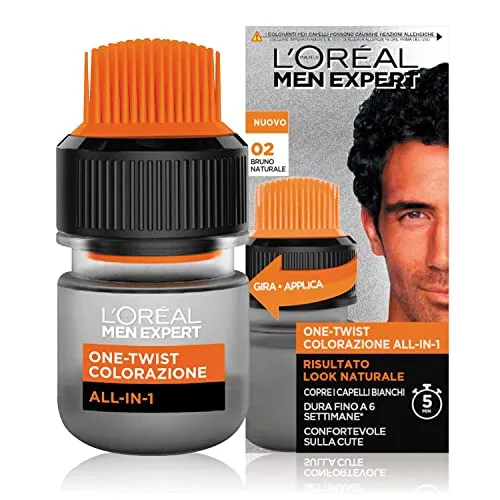 Produktbild L'Oréal Paris Men Expert Herren Coloration One-Twist All-in-One, natürliches Ergebnis, einfache und schnelle Anwendung, naturbraun (02)