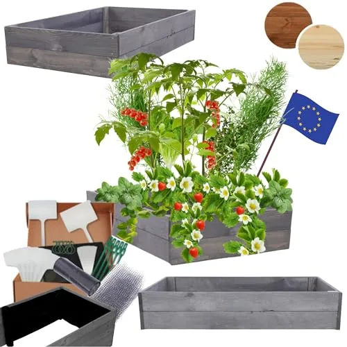 MODO24 Hochbeet aus Kiefernholz, 18x83x60 cm, Grau - Hochbeet aus massivem Kiefernholz für Garten und Terrasse, wetterbeständig und mit Geotextil für effektiven Schutz vor Schädlingen, ideal für Kräuter, Blumen und Gemüse.