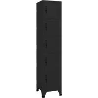 vidaXL Schließfachschrank Schwarz 38x40x180 cm aus Stahl - Spiegelschränke mit 5 abschließbaren Türen, ideal für Schulen und Büros, bietet sicheren Stauraum und ist pflegeleicht. Modernes Design mit Lüftungsschlitzen und Namensschildhaltern.
