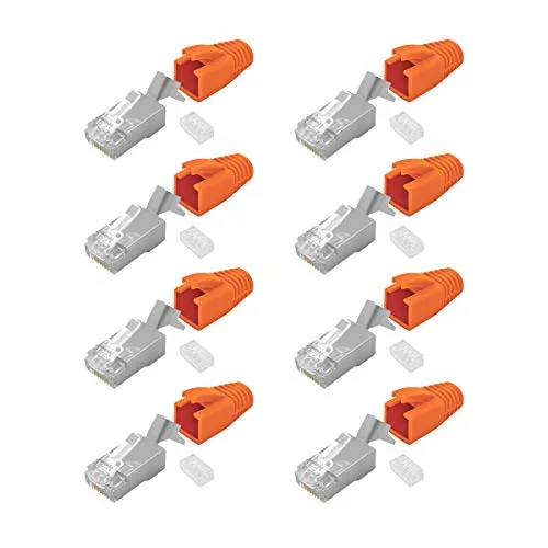 ARLI Cat7 Netzwerkstecker 8x RJ45 Stecker Netzwerk Modular mit Zugentlastung Knickschutz Tülle Einführhilfe für Verlegekabel 5e 6 6a Cat 7 Cat 7a Cat 8.1 AWG23 8 polig Plug (8 Stück)