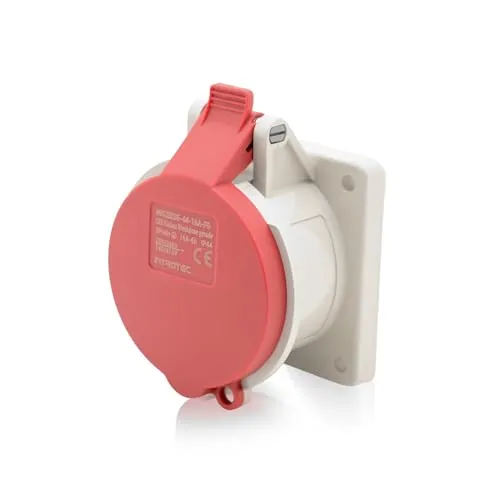 CEE-Kraftstrom-Wandsteckdose COMBO Rundstecker 16A 400V 6h IP44 5-polig (3P+N+E): IEC-60309 Industrie- und Mehrphasenstecker robuste Industriequalität