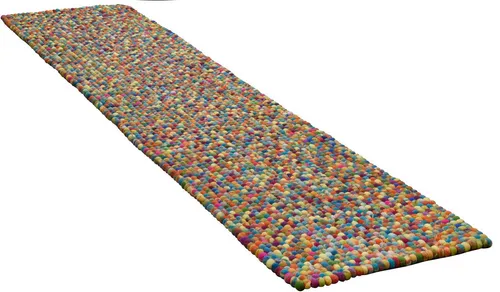 THEKO Wollteppich Felty 2.2 - Handgefertigter Filzkugel-Teppich aus reiner Wolle - Kurzflor-Teppiche, einzigartiges Design aus 100% Schurwolle, handgefertigt und ideal für ein farbenfrohes Wohnambiente.