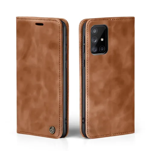 Handy Hülle für Samsung Galaxy A51 Klapp Magnet Smartphone Cover Case Braun