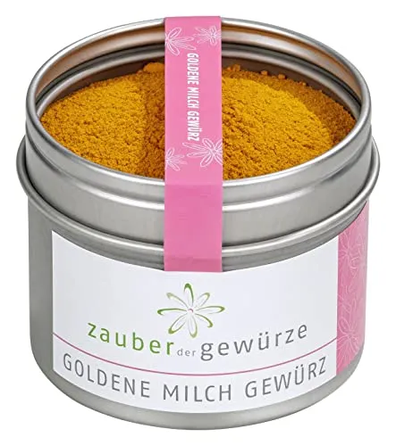 Zauber der Gewürze Goldene Milch Gewürz, Pulver | Golden Milk | Kurkuma Latte - Gewürzmischung mit einem Hauch echter Bourbon Vanille, ohne Zuckerzusatz, 55g