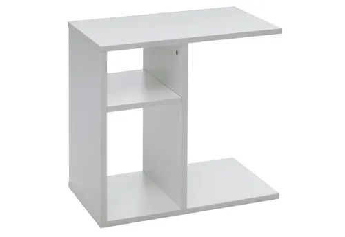 FINEBUY Beistelltisch SuVa11920_1 - Kleiner Wohnzimmertisch in Weiß - Ablagetische mit zusätzlichem Stauraum, ideal für Wohnzimmer. Der elegante Tisch bietet zwei Ablagefächer und eine pflegeleichte Oberfläche, perfekt für Gläser und Snacks.