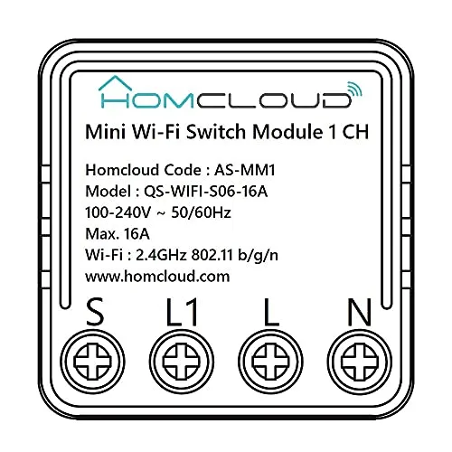 Homcloud Mini Smart Modul 1 Kanal WiFi Smart Schalter Unterputz für 503 Elektrobox steuerbar per APP, Alexa oder Google