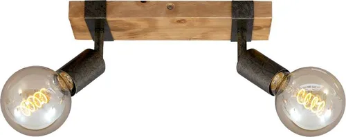 BRILONER Deckenlampe Vintage schwenkbar - Deckenspots mit dreh- und schwenkbaren Spotköpfen für individuelle Lichtsteuerung, ideal für Wohnzimmer, Schlafzimmer oder Flur - edles Design mit Holzbasis und E27 Fassung.