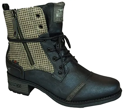 MUSTANG Damen Stiefel Schnürstiefelette - Stylische Schnürstiefelette für Damen, perfekt für Wanderungen und Freizeit. Mit runder Vorderkappe, Ösenschnürung und seitlichem Reißverschluss für einfachen Einstieg.