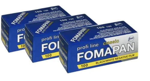 3er Pack Foma Fomapan Classic Fotofilm 100 ISO Schwarz - Weiß Negativ- Rollfilm/Mittelformatfilm / 120 Format, FO11161-3