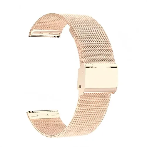 Jonurphy Uhrenarmbänder, 16 mm 18 mm 20 mm 22 mm Ersatz-Edelstahl-Metallgitterband, Schnellverschluss-Uhrenarmband-Metallschraube, intelligente Uhrenarmbänder für Männer Frauen. (18mm, rose gold)