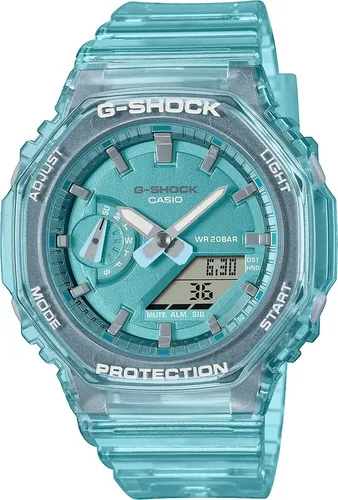 G-Shock Protection Uhr, Türkis - Grün/Blau - Chronograph mit Weltzeitfunktion und 20 Bar Wasserdichtigkeit, ideal für Sportler und Abenteurer.
