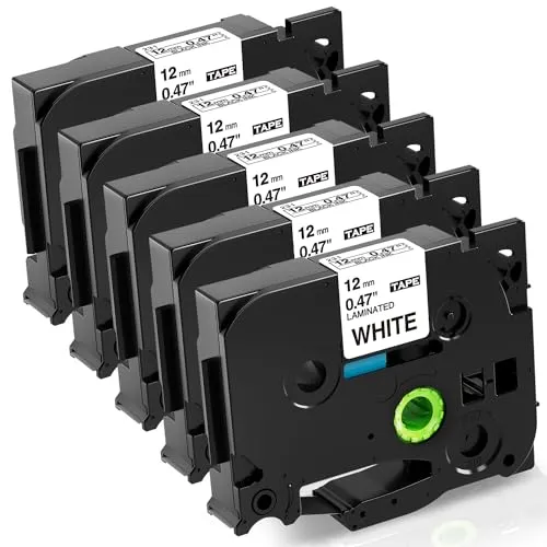 Fimax Tze-231 12mm White Schriftband kompatibel mit Brother P-touch Bänder 12mm 0.47 Tz Tze231 Weiß Laminated Tape Beschriftungsgerät für Brother p touch E110 H100LB H100R H105 H107B D410 D210 P750W