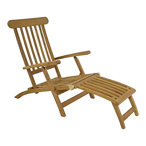 Verstellbarer Deckchair aus Teak - Hochwertige Liege aus Teakholz, 148x60x90cm, ideal für entspannte Stunden im Garten oder auf der Terrasse.