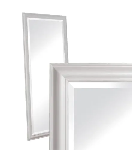 dasmöbelwerk Wandspiegel Schlicht Weiß 180x80 cm - Dekorative Wandspiegel im Landhaus-Stil, mit hochwertigem Vollholzrahmen und elegantem Facettenschliff für eine besondere Brillanz. Einfache Montage durch vormontierte Aufhängung.