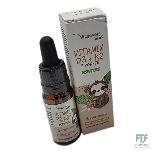 vit4ever Vitamin D3 K2 Tropfen für Kinder für 300 Tage (10 Monate) - 500 I.E. Vi