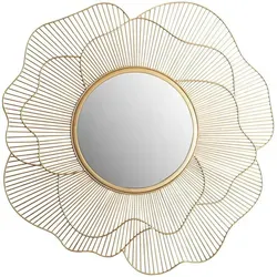 Kadima Design Wandspiegel, Gold, Rund, 77x77 cm - Eleganter Wandspiegel mit einzigartigem Rosenblütenrahmen, handgefertigt und ideal für jeden Raum. Maße: 77x77 cm, Spiegeldurchmesser 25 cm. Ein stilvolles Unikat für Ihr Zuhause.