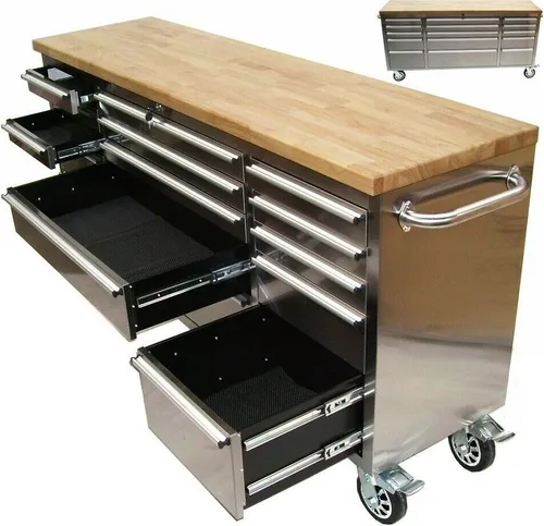 Edelstahl Werkstattwagen 66060 XXL mit 15 Schubladen