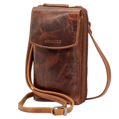 STILORD 'Jule' Leder Handytasche mit Geldbörse - Damen-Geldbörse mit RFID-Schutz: Multifunktionale 3-in-1 Handytasche aus echtem Rindsleder, ideal für den Alltag und schickes Design für stilbewusste Frauen.