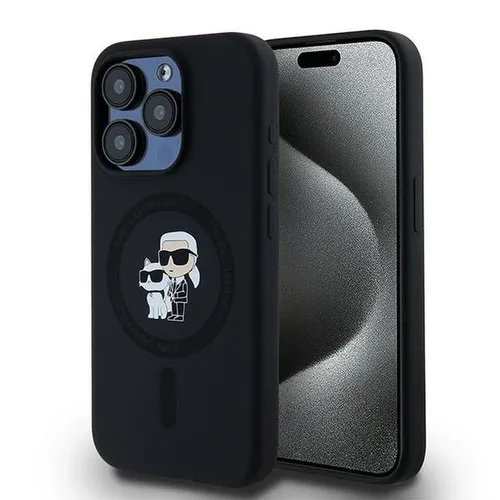 CG MOBILE Karl Lagerfeld KLHMP15LSCMKCRHK Hülle für iPhone 15 Pro - Standard Handyhüllen mit einzigartigem Karl & Choupette Design, schützt dein Smartphone stilvoll mit hochwertigem Silikon und Hartschale.