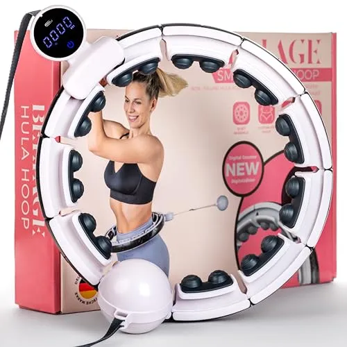 Bellage® Smart Hula Hoop Reifen Erwachsene und Anfänger - Hula Hoop mit Gewicht Kugel Ball und Zähler - Hullahub Reifen zum Abnehmen für Training mit Spaß - Hoola Hoop Reifen