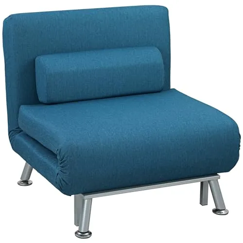 HOMCOM Schlafsessel mit Bettfunktion, klappbarer Relaxsessel in Blau