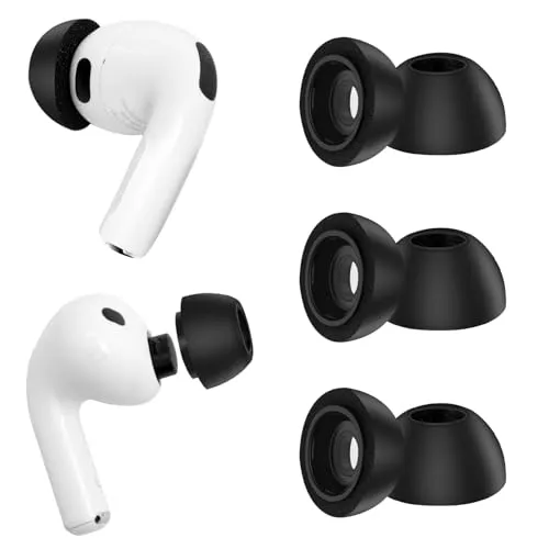 Ersatz-Ohrstöpsel für AirPods Pro 3 (2025), weiche Memory-Schaum-Ohrstöpsel für AirPods Pro 3. Generation, kein Silikondruck, rutschfestes Design, passend für Ladehülle, 3 Paar (M, Schwarz)