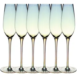 Intirilife Champagner Glas mit Regenbogen Schimmer - 200 ml, Spülmaschinenfest - Elegantes Sektglas mit einzigartigem Regenbogen Schimmer und Wellenform, ideal für stilvolle Anlässe. Hergestellt aus robustem Kristallglas, spülmaschinenfest und perfekt für jeden Haushalt.