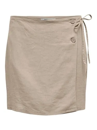 ONLCARO MW WRAP Linen BL Skirt CC PNT in beige von ONLY